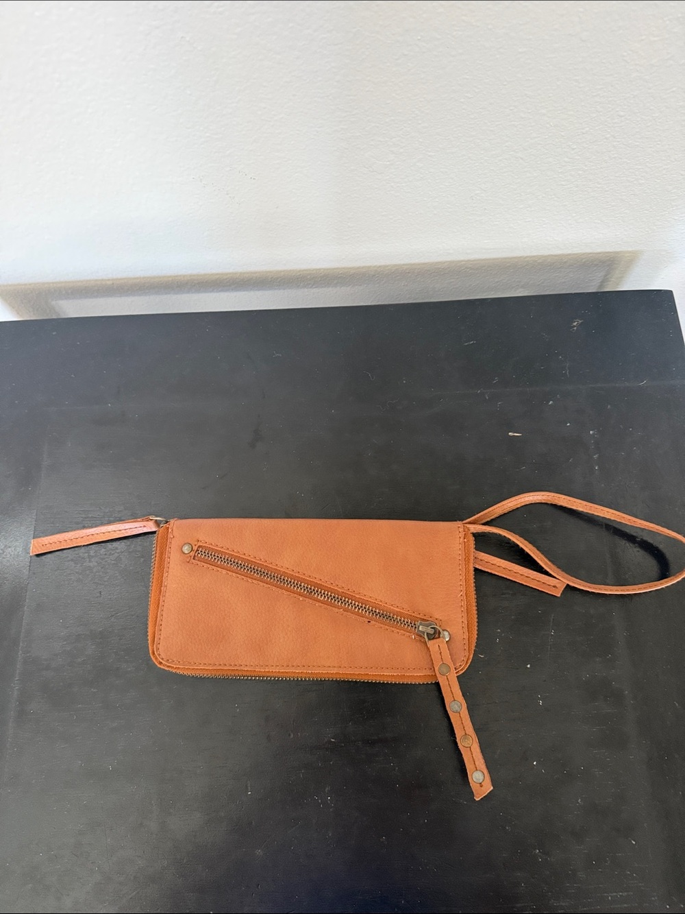 Free People Leather Wristlet Crossbody Wallet - Tan